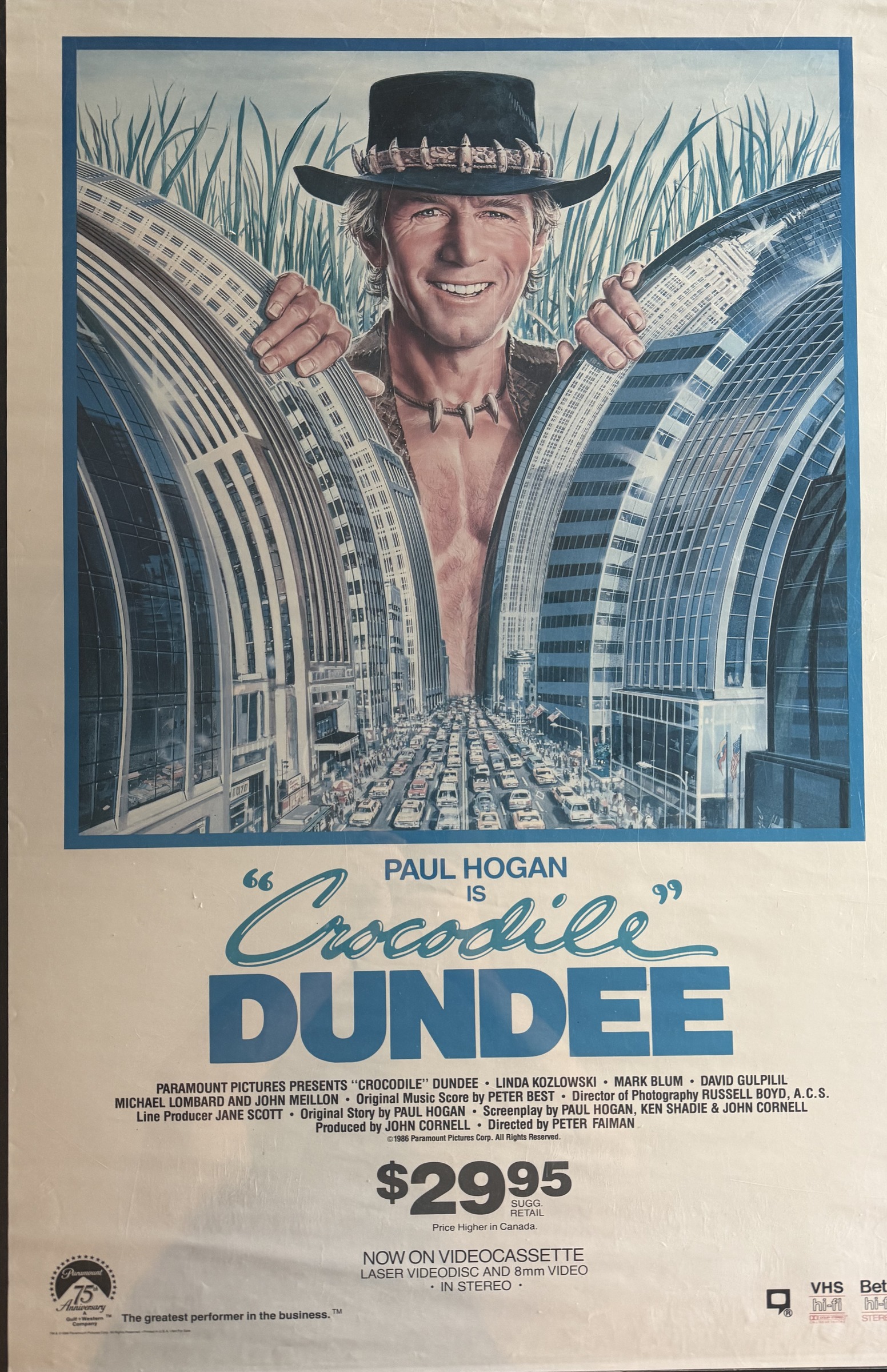 Actual Crocodile Dundee — Paramount video-release promotional poster, front view