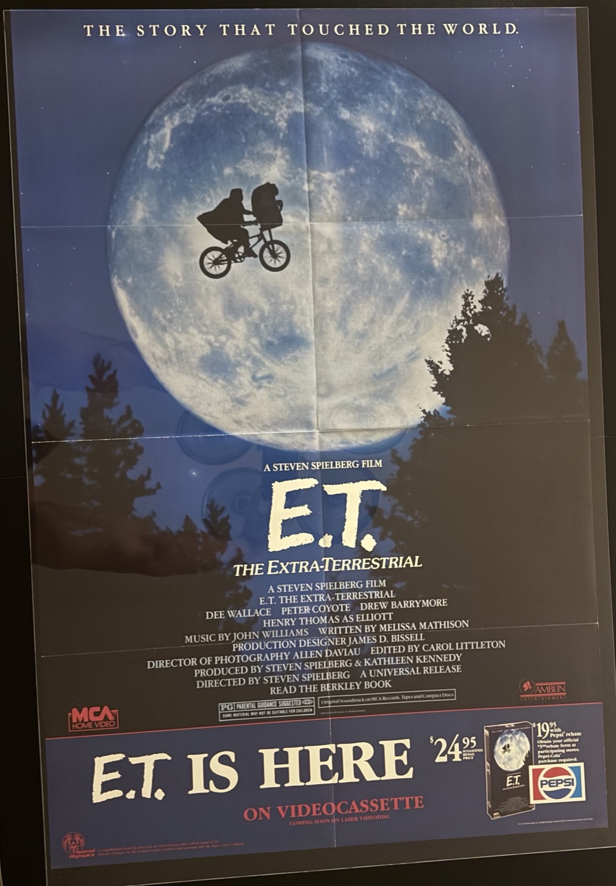 Actual 1988 E.T. Is Here — MCA Home Video Pepsi promotional poster poster, front view