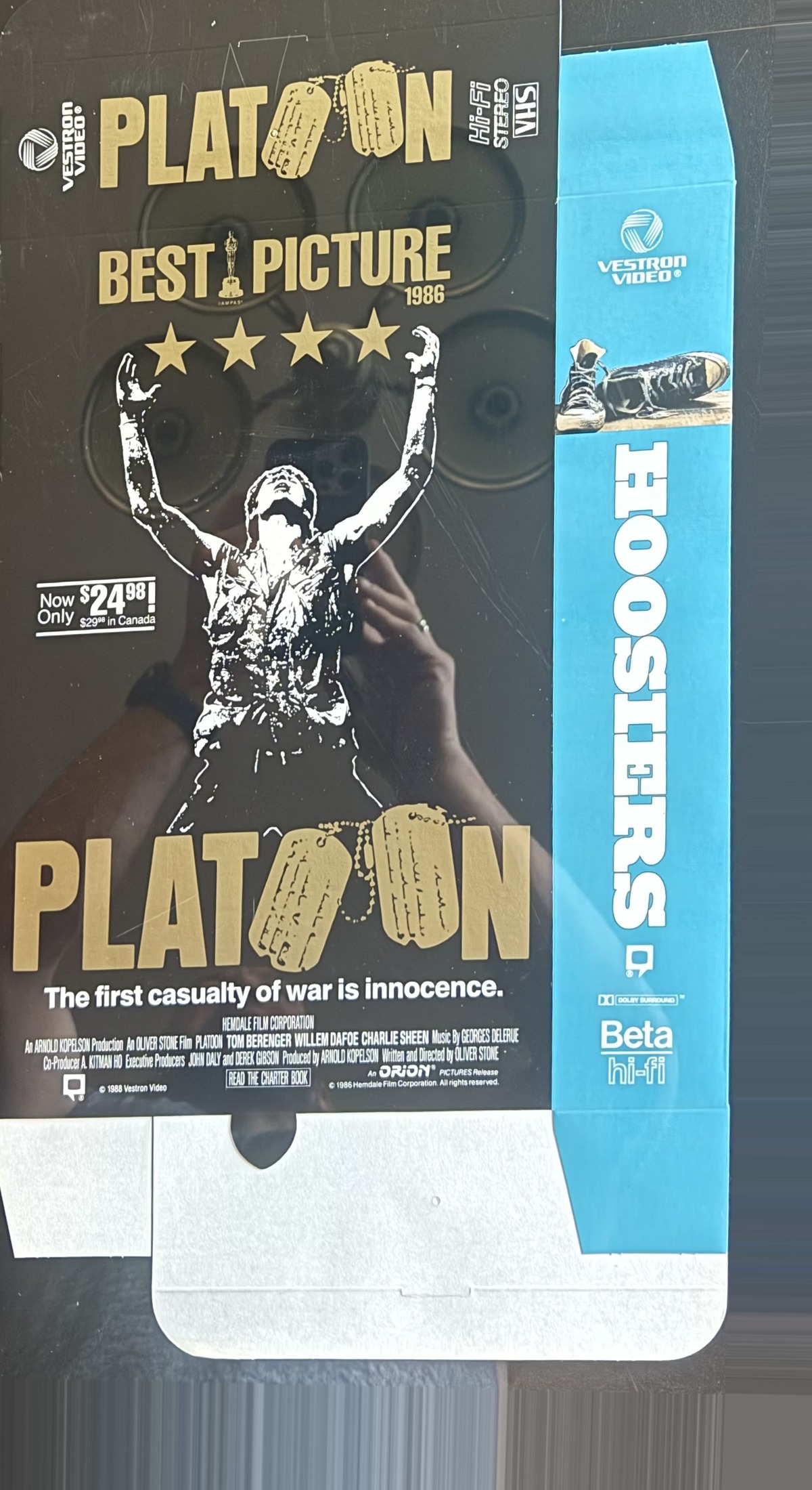 Actual Platoon — Vestron Video / Hoosiers VHS-Beta counter display, front view