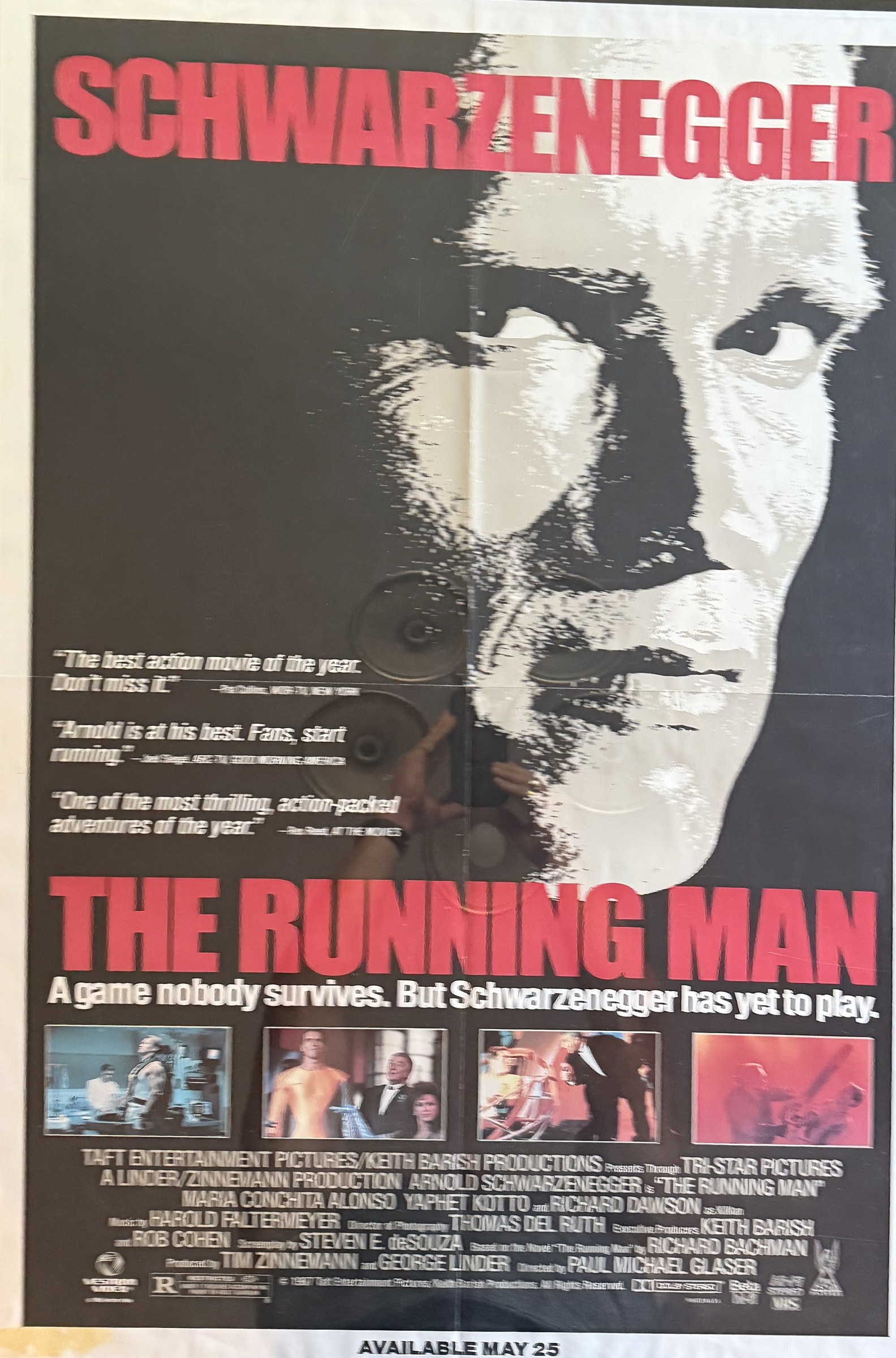 Actual The Running Man — Tri-Star video-release poster, front view