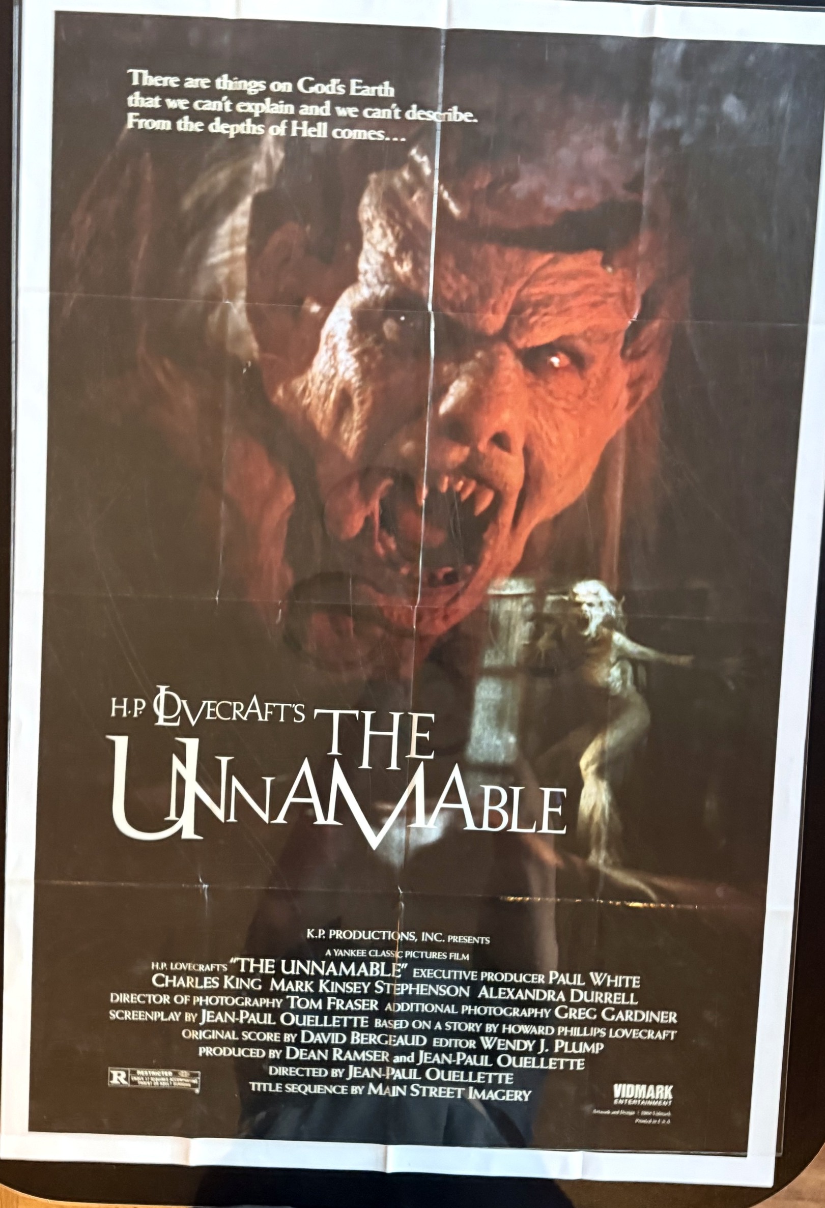 Actual The Unnamable — Vidmark Entertainment video poster front photograph