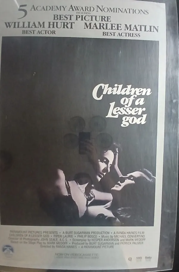 Actual Children of a Lesser God — home-video promotional poster front photograph