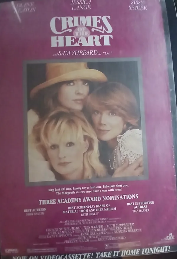 Actual Crimes of the Heart — home-video promotional poster front photograph