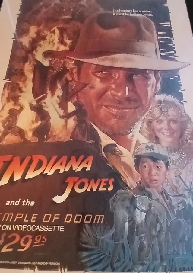 Actual Indiana Jones and the Temple of Doom — home-video promotional poster front photograph