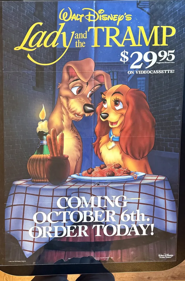 Actual Lady and the Tramp — Walt Disney Home Video promotional poster front photograph