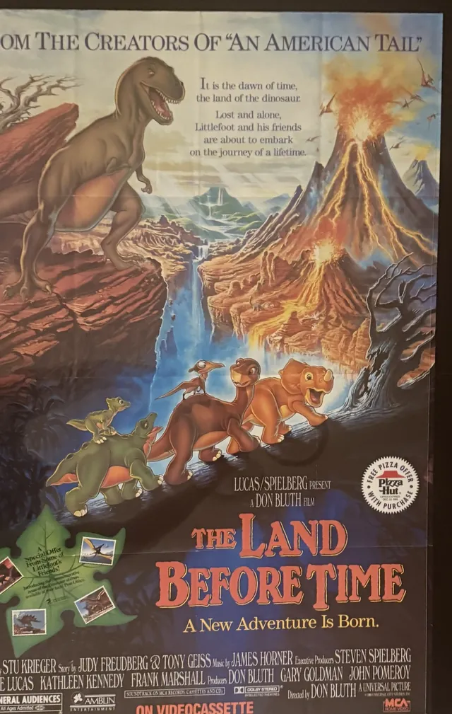 Actual The Land Before Time - MCA Home Video promotional poster front photograph