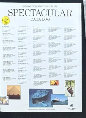 Actual National Geographic Video Library — Spectacular Catalog sheet front photograph