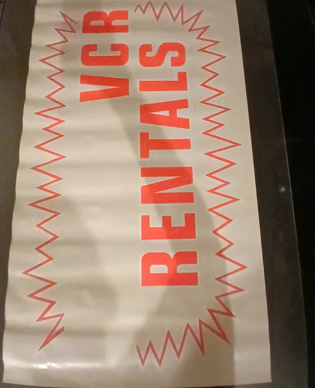 Actual VCR Rentals — video-store window sign front photograph